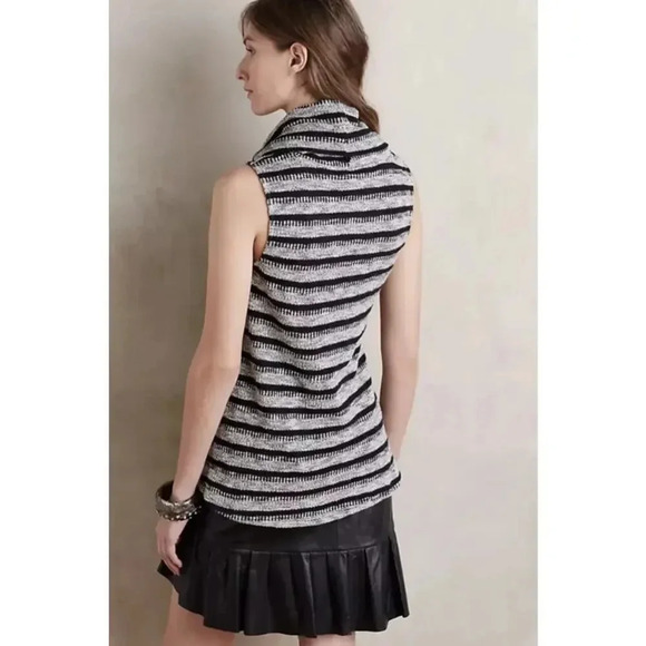 Anthropologie Black and White Striped Cowl Neck Sweater - Picture 2 of 8